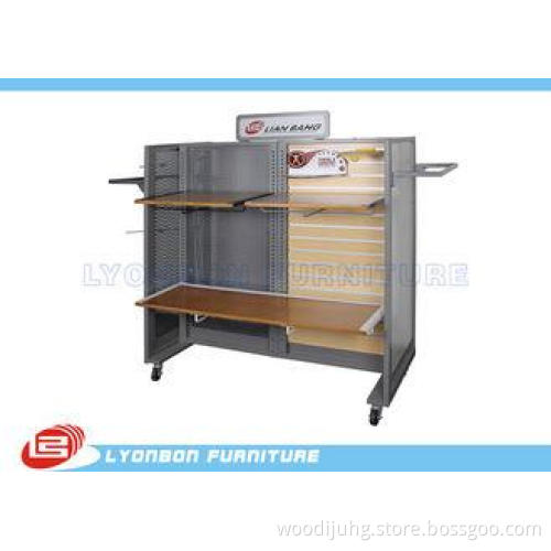 Four Sides Gondola Display Stands For Clothing , Wood Venee